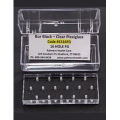 Palmero Healthcare Clear Plexiglass 16 Hole Bur Blocks with Boxes - Friction Grip